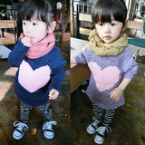 童装女童2016春装新款 韩版女童蝙蝠衫圆领毛衫儿童保暖针织毛衣