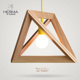 北欧创意飞梭吊灯几何三角个性木质简约吧台书房灯具餐厅艺术灯饰