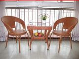 t老式藤椅子茶几三件套 老年阳台桌椅组合 纯天然户外竹藤椅