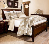 美式复古实木床1.8米 白蜡木婚床带床头柜 卧室简约双人大床定制