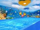儿童游泳馆贴画3d大型壁画墙纸定制背景墙自粘加厚防水海底世界鱼