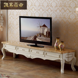 凯米蒂亚欧式美式法式实木电视柜木面大理石面客厅茶几象牙白组合