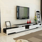钢化玻璃伸缩电视柜茶几组合简约现代大小户型客厅创意电视机柜