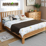 现代中式全实木床 1.5 1.8米双人婚床纯白橡木卧室家具品牌实木床