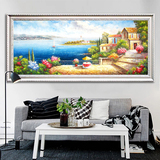 纯手绘欧式地中海风景油画客厅装饰画卧室走廊沙发背景墙挂画定制