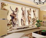 四大美人图复古中式无缝壁画3d立体画沙发客厅餐厅电视背景墙