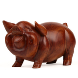 红木工艺品 东阳木雕刻猪风水摆件 花梨木质12十二生肖猪30cm实木