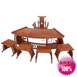 一品红木/扇形茶桌/实木家具/鸡翅茶台/1.8米一椅四凳/