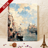 自油自画数字油画diy手绘包邮 客厅大幅风景手工数码威尼斯大运河