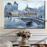 5D钻石画莫斯科油画欧式小屋城堡冬天雪景十字绣新款客厅卧室风景