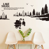 创意抽象画墙贴纸简约欧式风格黑天鹅湖畔商场卧室客厅墙面装饰品