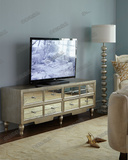 美式实木电视柜新古典镜面边柜现代简约高档卧室矮柜家具品牌定制