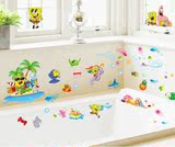 卡通海洋鱼儿童幼儿园双面墙贴玻璃贴画浴室防水墙纸瓷砖自粘贴纸