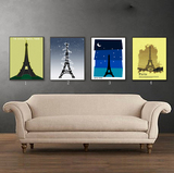 浪漫法国巴黎 埃菲尔铁塔 沙发背景墙床头卧室咖啡厅装饰画玄关