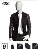 GXG[反季特卖]男装2015男士时尚休闲外套黑色长款大衣#34226322