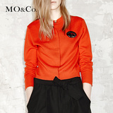 MO&Co.开衫毛织纯羊毛抽象钉珠长袖纯色圆领毛衫MA153JEY78 moco