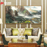 新中式山水挂画单幅客厅沙发背景墙装饰画横版中式办公室书房壁画