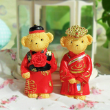 韩国可爱婚礼小熊立体磁扣冰箱贴婚纱熊吸磁贴家居饰品