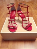 【正品现货36】代购美国Michael Kors新款超美红色蝴蝶结高跟凉鞋