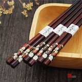 日式实木筷 木质尖头筷子5双 家用尖头竹木筷 筷子礼盒装 尖头筷