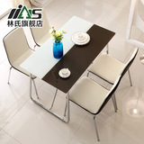 林氏家具现代简约餐厅餐桌钢化玻璃不锈钢创意饭桌桌子T307