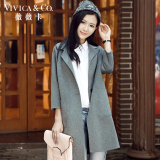 [三八节礼物]韩版修身双面羊绒大衣女中长款双面呢毛呢外套1355