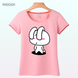 非众卡通可爱兔子纯棉T恤女修身体恤 大码学生韩版圆领短款半袖夏