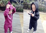 韩国男童女童连帽卫衣套装儿童运动童装春装宝宝阔腿长裤卫衣潮
