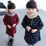 冬季韩版外贸加绒加厚女童连衣裙宝宝儿童荷叶加绒甜美保暖公主裙