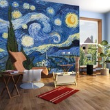 梵高星空 抽象油画 卧室沙发电视背景墙纸壁纸 无缝大型壁画 3d