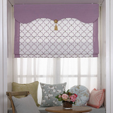 现代美式中式风格客厅升降窗帘定制罗马帘成品 紫色如意刺绣