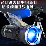 天火户外LED强光可充电变焦防水钓鱼灯 20W超远射夜钓蓝光手电筒