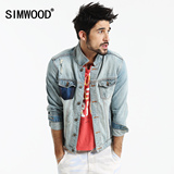 Simwood男装2016春款时尚潮流男士修身做旧复古牛仔夹克男外套