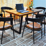 loft美式乡村复古铁艺实木餐桌椅组合咖啡桌办公桌面木板定制茶几