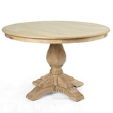 美式乡村圆形餐桌法式做旧复古松木1.2米实木圆桌子原木怀旧家具
