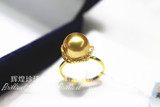 小花戒指 南洋金珠戒指18k海水珍珠戒指正圆无瑕强光