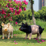 树脂工艺品花园 仿真动物雕塑 猪摆件 农场酒店家居装饰品 黑白猪