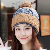 冬季帽子女韩版 潮甜美可爱毛线帽秋冬加绒针织月子帽保暖护耳帽