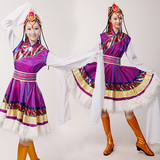 黛姿媚 长袖藏族舞蹈服装 水袖演出服饰 少数民族舞台表演服装女