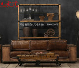 美式复古沙发铁艺实木沙发桌椅酒吧卡座咖啡厅原木沙发组合椅特价