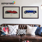 卓雅艺术德国VILLEMER卡通汽车模型有框画美式背景墙装饰画两联