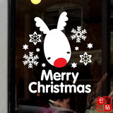 圣诞小麋鹿 圣诞玻璃墙贴纸 圣诞节布置橱窗贴装饰 窗贴窗花雪花
