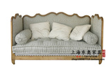 厂家直销高端欧美法式做旧实木布艺三人沙发休闲椅实木沙发可定制