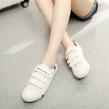 春夏白色低帮帆布鞋女韩版平跟学生板鞋休闲魔术贴平底小白鞋布鞋