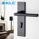德国KLC现代简约黑色太空铝门锁室内锁具实木房门双舌门把手包邮