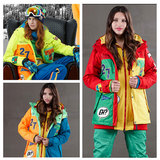 现货韩国STL滑雪衣外套欧美男女拼接滑雪棉衣防风防水滑雪服马甲