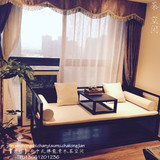老榆木罗汉床小炕桌 环保黑漆 现代中式新中式沙发新古典实木家具