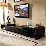电视柜黑色伸缩组合 现代简约电视机柜 黑橡木贴皮客厅地柜小户型