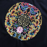夏季中国风龙袍刺绣短袖T恤男士加肥加大码半袖体恤日系潮流男装