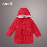 商场同款 安奈儿童装女童冬季带帽中长款棉衣 儿童棉袄AG445461